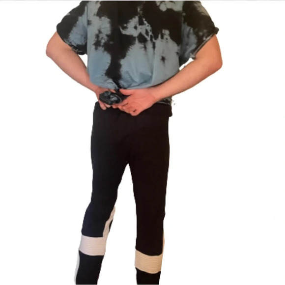 vintage y2k ecuadorian black and white cotton embellished joggers sz large - Picture 8 of 14